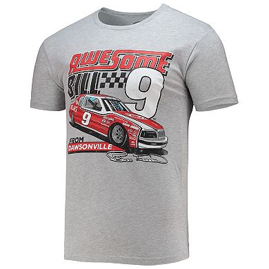 Men's Checkered Flag Heathered Gray Bill Elliott Legends T-Shirt