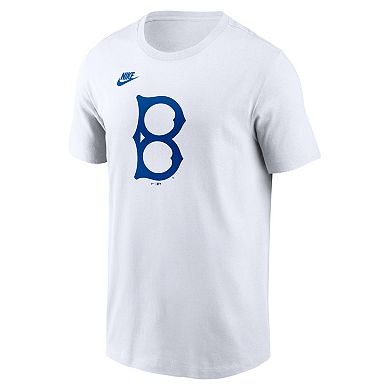 Men's Nike White Brooklyn Dodgers Cooperstown Collection Logo T-Shirt
