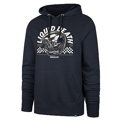 Men's '47 Navy NASCAR Liquid Death Imprint Headline Pullover Hoodie