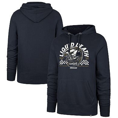 Men's '47 Navy NASCAR Liquid Death Imprint Headline Pullover Hoodie