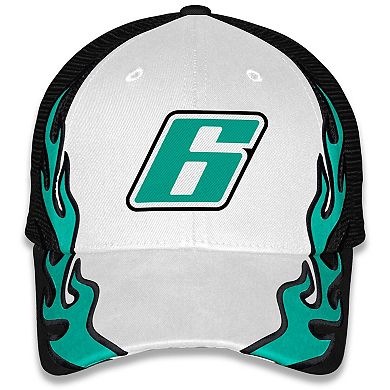 Unisex Checkered Flag Sports Black Brad Keselowski BuildSubmarines.com Flame Trucker Adjustable Hat