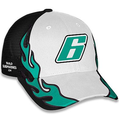 Unisex Checkered Flag Sports Black Brad Keselowski BuildSubmarines.com Flame Trucker Adjustable Hat