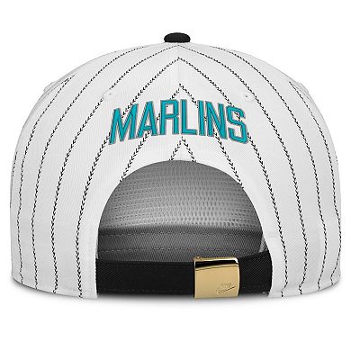 Men's Nike White/Black Florida Marlins Cooperstown Collection Pro Adjustable Hat