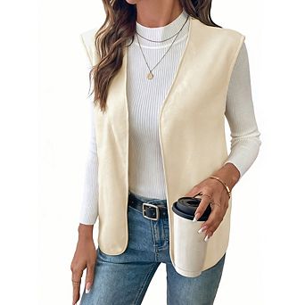 Women's Soft Sleeveless Vest Sleeveless Open Front V-Neck Casual Office Layering Top