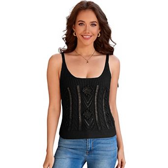 Women Casual Camisole Crochet Knit Tank Top