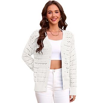 Women Long Sleeve Knit Button Down Cardigan