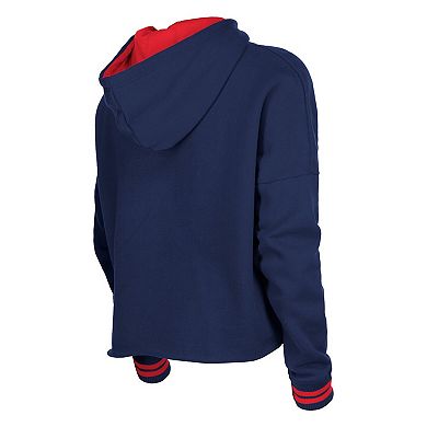 Women's 5th & Ocean by New Era Navy USWNT Athleisure Cropped Fleece Pullover Hoodie