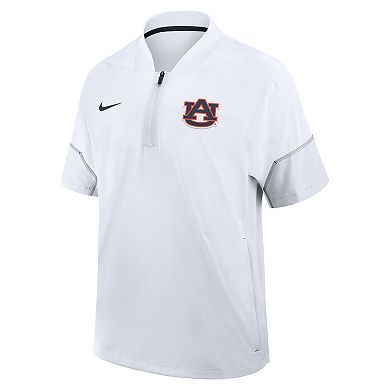 Men's Nike White Auburn Tigers 2026 Sideline Short Sleeve Quarter-Zip Coach Jacket