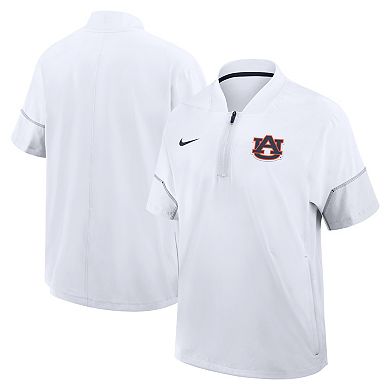 Men's Nike White Auburn Tigers 2026 Sideline Short Sleeve Quarter-Zip Coach Jacket