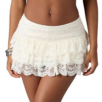 Women Y2K Lace Layered Bloomers, Lolita Ruffle Shorts, Pumpkin Pants, Elastic Waist Sweet Pettipants