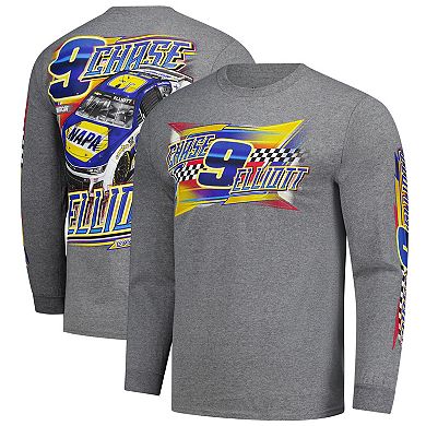 Men's Classic Ink Heather Charcoal Chase Elliott Long Sleeve T-Shirt