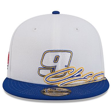 Men's New Era White/Blue Chase Elliott 9FIFTY Snapback Hat