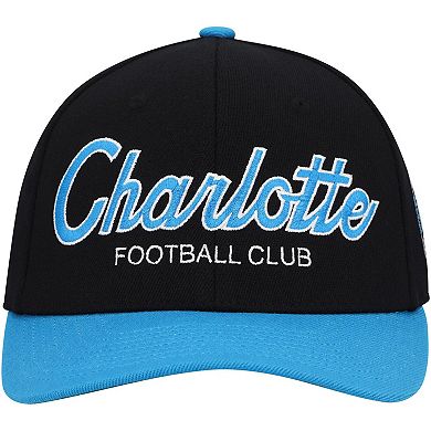 Men's Mitchell & Ness Black Charlotte FC Team Script 2.0 Stretch Snapback Hat
