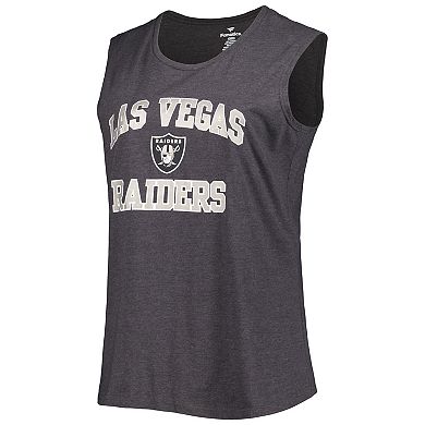 Women's Fanatics Heather Charcoal Las Vegas Raiders Plus Size Tank Top