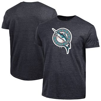 Men's Champion Black Florida Marlins Cooperstown Logo Tri-Blend T-Shirt
