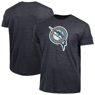 Men's Champion Black Florida Marlins Cooperstown Logo Tri-Blend T-Shirt