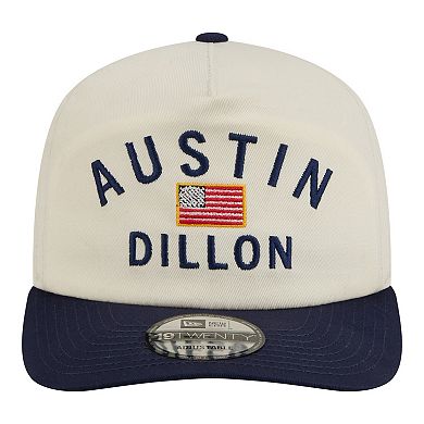 Men's New Era Cream/Navy Austin Dillon Flag 19TWENTY Adjustable Hat