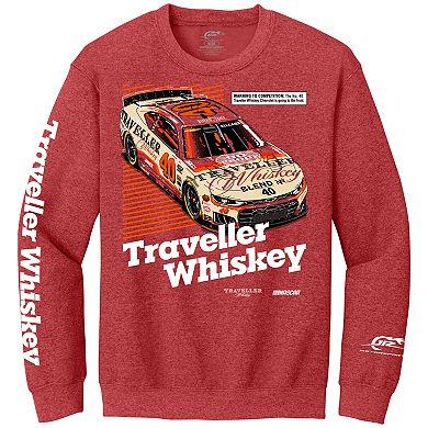 Men's Classic Ink Heather Red Justin Allgaier Traveller Whiskey Sweatshirt