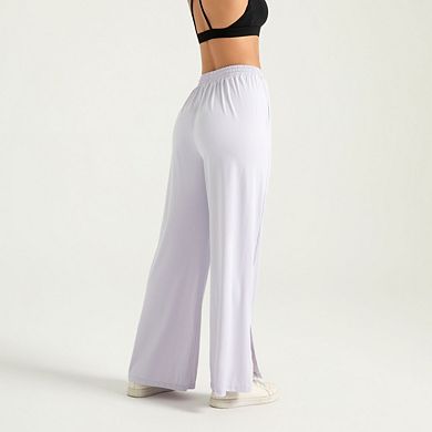 Women's High Waist Wide Leg Sweatpants Summer Pants Lightweight Beach with Pocket Split Leg