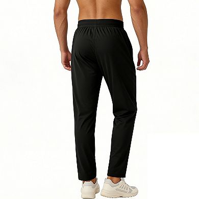 Men's Quick Dry Straight Leg Pants with Elastic Waist & Side Pockets for Active Wear