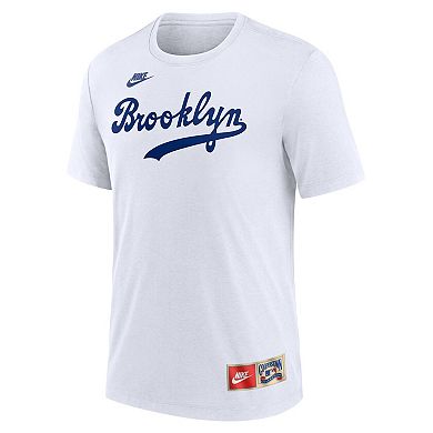 Men's Nike Jackie Robinson White Brooklyn Dodgers Cooperstown Collection Tri-Blend Name & Number T-Shirt