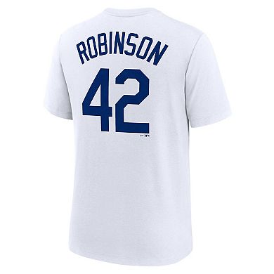 Men's Nike Jackie Robinson White Brooklyn Dodgers Cooperstown Collection Tri-Blend Name & Number T-Shirt