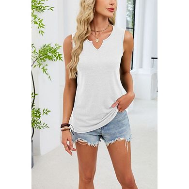 Women V Neck Solid Color Casual Sleeveless Vest Top Summer Trendy Basic Tank Tops Shirt