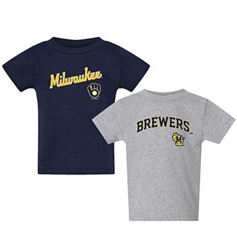 Toddler Navy/Gray Milwaukee Brewers Logo 2-Pack T-Shirt Set