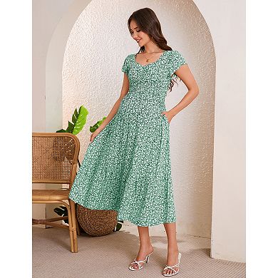 Maternity Casual Dress Short Sleeve Floral Pregnancy Clothes