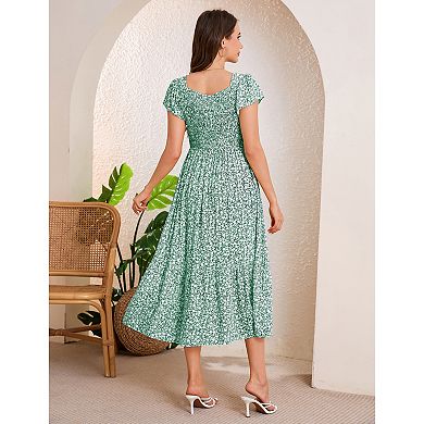 Maternity Casual Dress Short Sleeve Floral Pregnancy Clothes