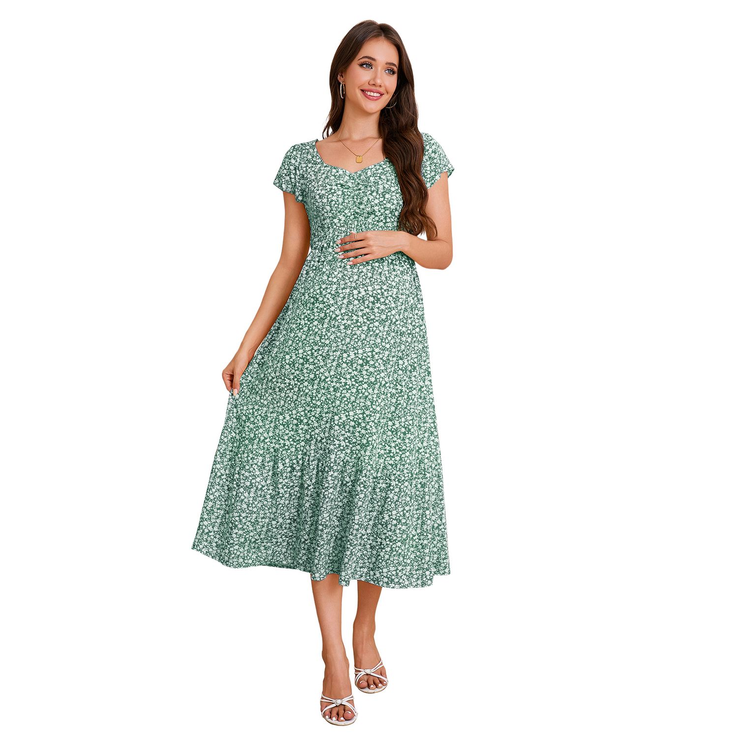 Женские платья Maternity Casual Dress Short Sleeve Floral Pregnancy Clothes