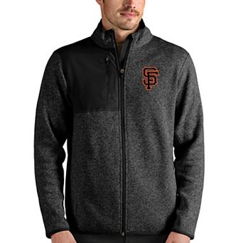 Men's Antigua Heathered Black San Francisco Giants Fortune Full-Zip Jacket