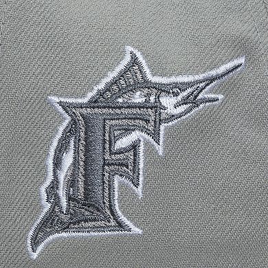 Men's Mitchell & Ness Gray Florida Marlins Cooperstown Thunderstorm Head Coach Pro-Crown Adjustable Hat