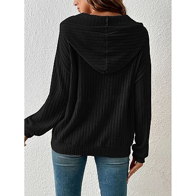 Women Long Sleeve Drawstring Hoodies Sweatshirt Casual Lightweight Pullover Top