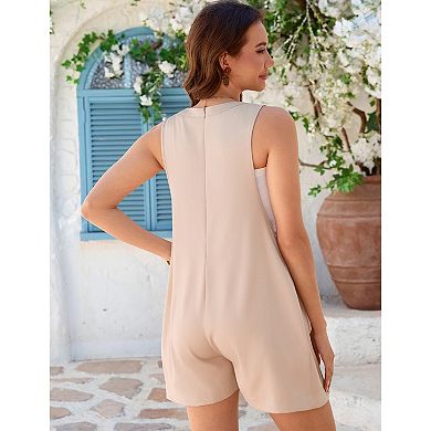 Women's Maternity Tie V Neck High Waist Tank Romper