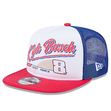 Men's New Era Black Kyle Busch 9FIFTY A-Frame Retro Script Snapback Hat