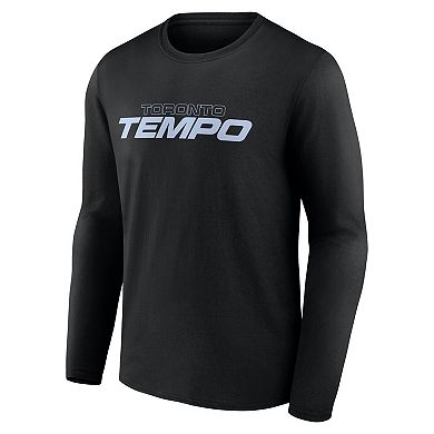 Men's Black Toronto Tempo Team Wordmark Long Sleeve T-Shirt