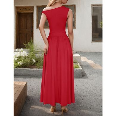 Women's Off The Shoulder Versatile Elegant Wedding Guest Cocktail Maxi Dresses
