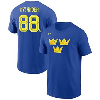 Men's Nike William Nylander Royal Sweden Hockey 2026 Name & Number T-Shirt