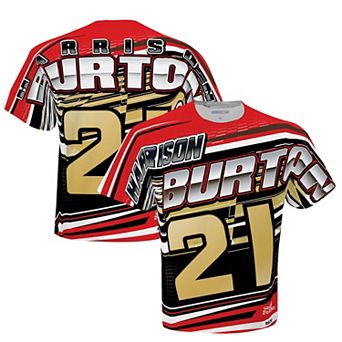 Men's Checkered Flag White Harrison Burton Sublimated Speedster T-Shirt