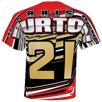 Men's Checkered Flag White Harrison Burton Sublimated Speedster T-Shirt