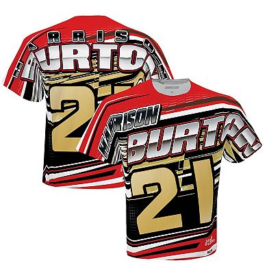 Men's Checkered Flag White Harrison Burton Sublimated Speedster T-Shirt