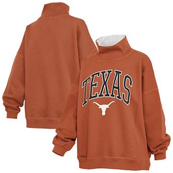 Women's Pressbox Texas Orange Texas Longhorns Oversized Mock Neck Sweatshirt