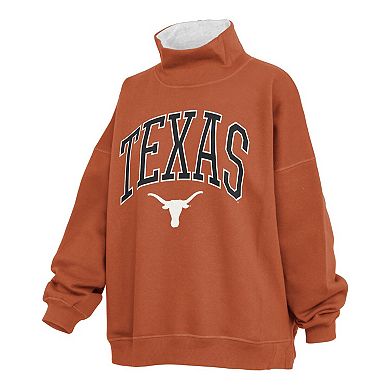 Women's Pressbox Texas Orange Texas Longhorns Oversized Mock Neck Sweatshirt