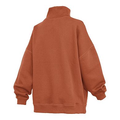 Women's Pressbox Texas Orange Texas Longhorns Oversized Mock Neck Sweatshirt