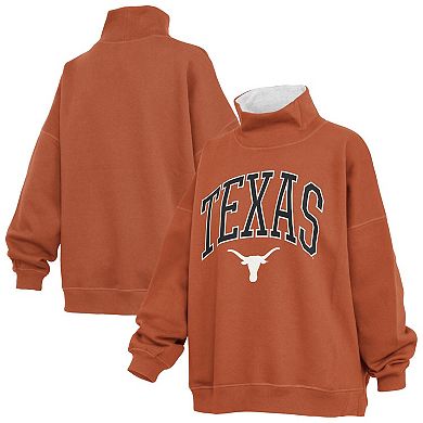 Women's Pressbox Texas Orange Texas Longhorns Oversized Mock Neck Sweatshirt