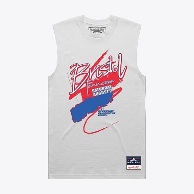 Women's Mitchell & Ness White 2025 Speedway Classic Muscle Tank Top