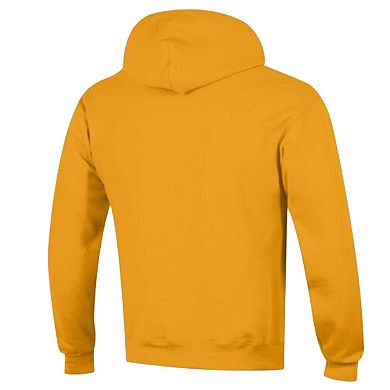 Men's Champion Gold Green Bay Packers Powerblend Arch over Logo Hoodie