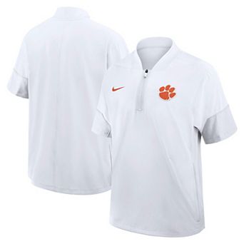 Men's Nike White Clemson Tigers 2026 Sideline Short Sleeve Quarter-Zip Coach Jacket