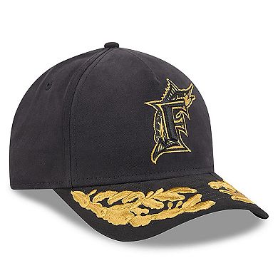 Men's New Era x Alpha Industries Black Florida Marlins A-Frame 9FORTY Adjustable Hat